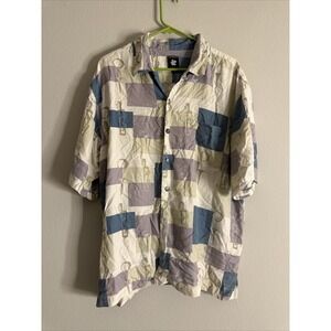 VTG Aureus Silk Hawaiian Shirt Mens Size XL Multicolor Silk Blend Button Up Golf